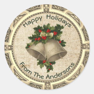 Sticker rond classique de Noël Jingle Bells