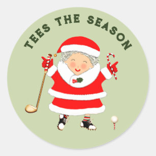 Sticker rond classique de Noël pour dames de golf