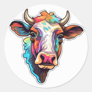 Sticker rond classique de petite vache