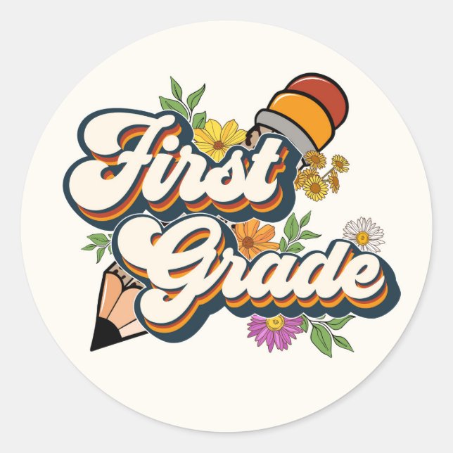 Sticker rond classique de première année (Devant)