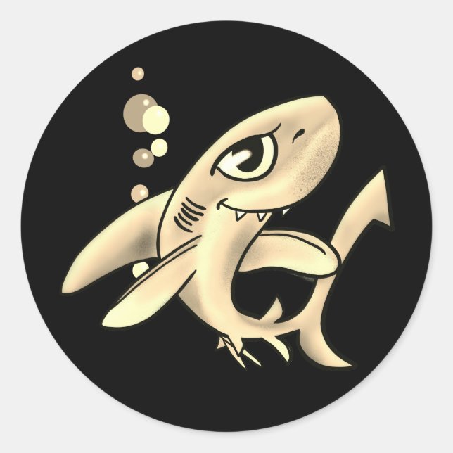 Sticker rond classique de requin d'or (Devant)