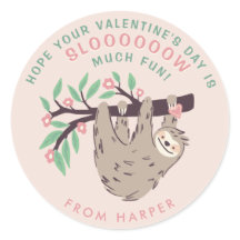 Sticker rond classique de Sloth Valentine
