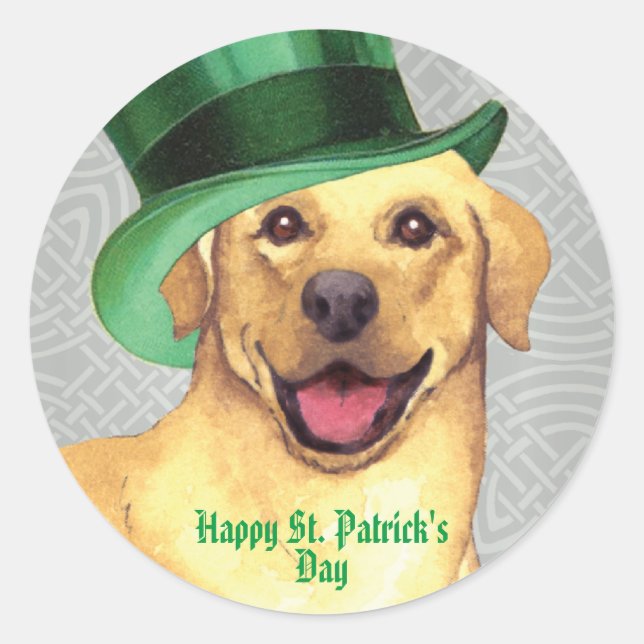 Sticker rond classique de St. Patrick's Day Yellow (Devant)