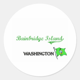Sticker Rond Classique de ville de Washington d'île de