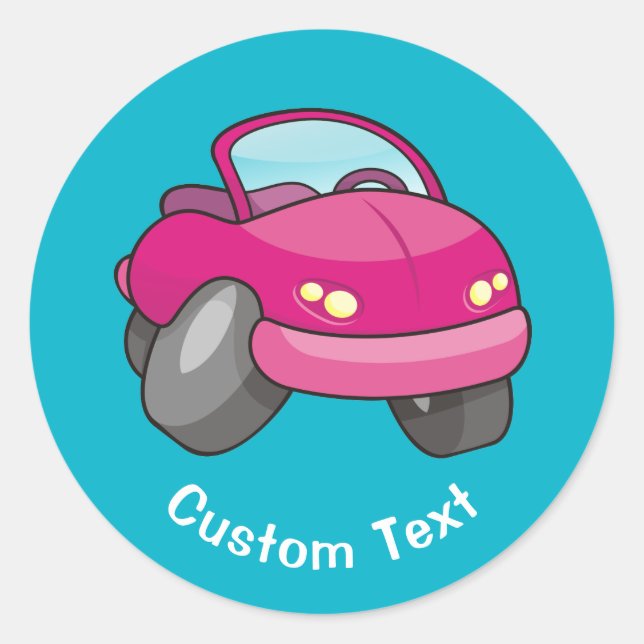 Sticker rond classique de voiture en carton rose (Devant)