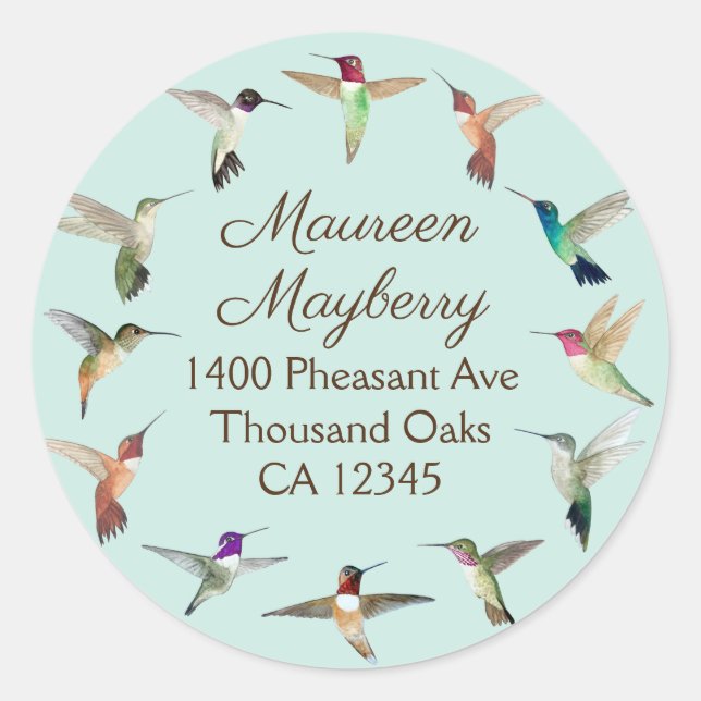 Sticker rond classique des colibris de Californie (Devant)