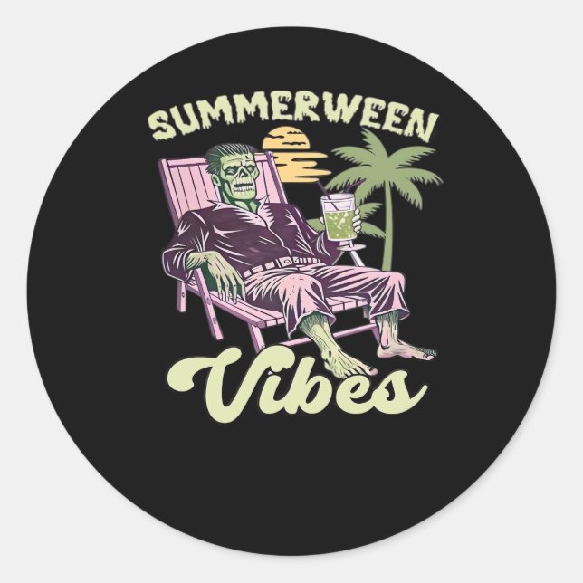Sticker Rond Classique d'Halloween de Summerween Vibes (Devant)