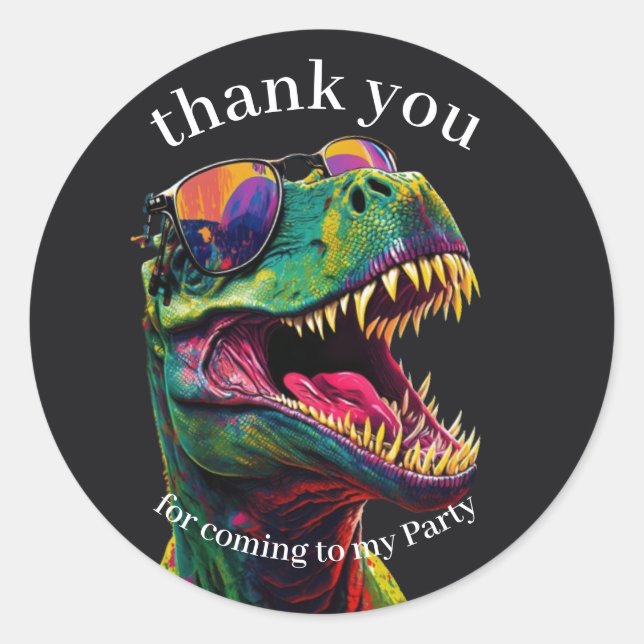 Sticker rond classique Dinosaur Merci enfants (Devant)