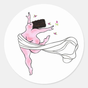 Sticker rond classique "Diva avec courbes"