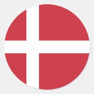 Sticker rond classique Drapeau Danemark