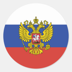 Sticker rond classique drapeau de Russie