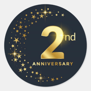 Sticker rond classique du 2e anniversaire