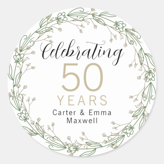 Sticker rond classique du 50e anniversaire (Devant)