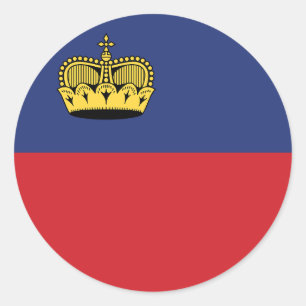 Sticker rond classique du drapeau du Liechtenstein