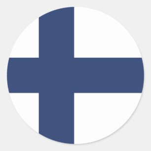 Sticker rond classique du drapeau finlandais
