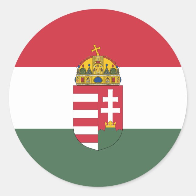 Sticker rond classique du drapeau hongrois (Devant)