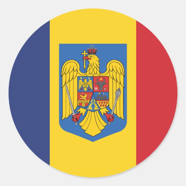 Sticker rond classique du drapeau roumain (Devant)