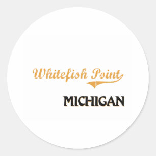 Sticker Rond Classique du Michigan de point de poisson à chair
