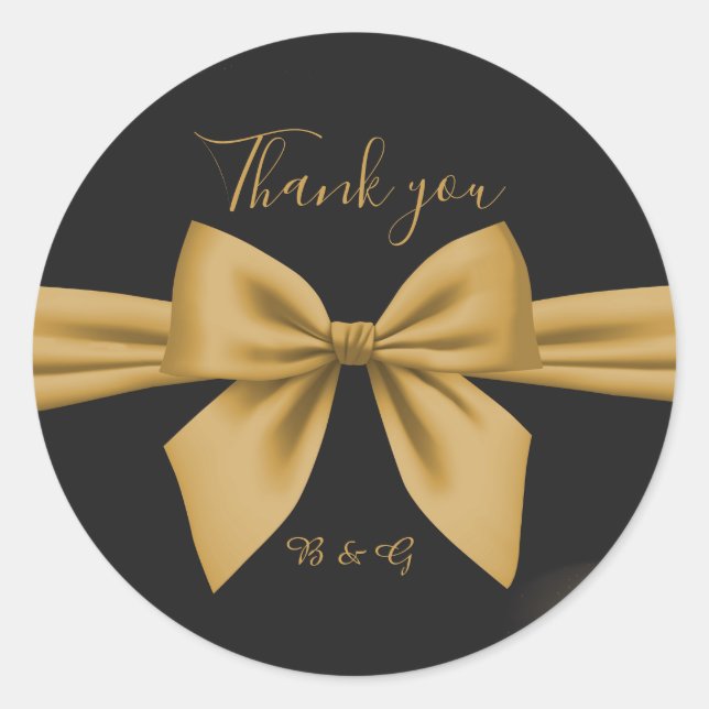 Sticker Rond classique élégant filigree noir or mariage (Devant)