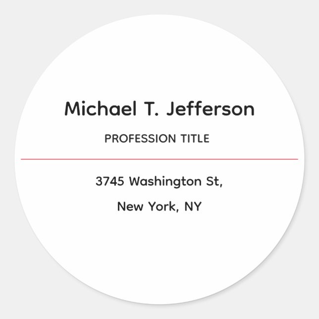 Sticker Rond Classique Elégant Plat Simple Blanc (Devant)