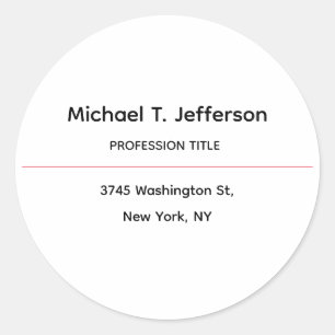Sticker Rond Classique Elégant Plat Simple Blanc