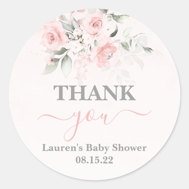 Sticker rond classique en Baby shower rose (Devant)