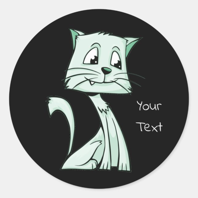Sticker rond classique en chat vert (Devant)