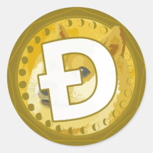 Sticker rond classique en cristal de dogecoin