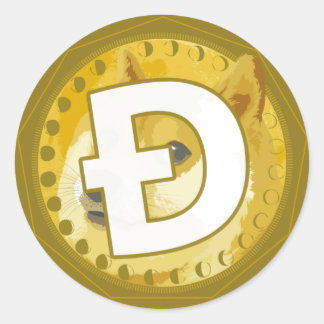 Sticker rond classique en cristal de dogecoin