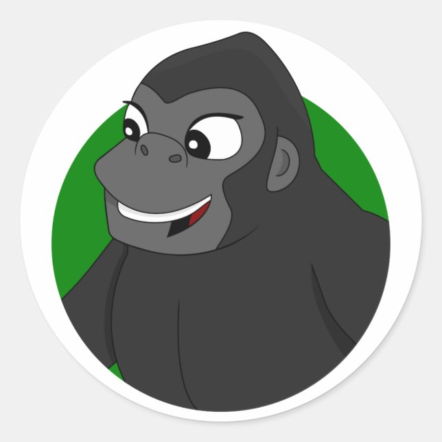 Sticker rond classique en dessin de Gorilla (Devant)
