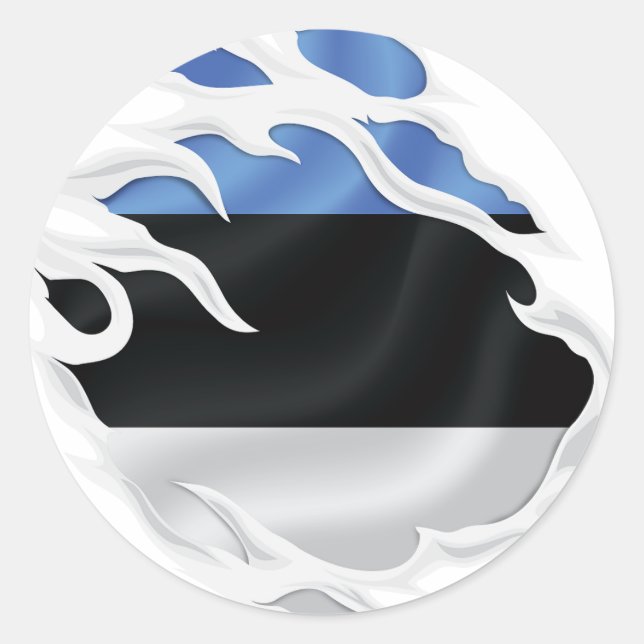 Sticker rond classique estonienne du drapeau déchi (Devant)