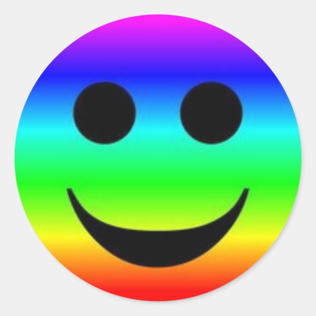 Sticker rond classique/Face arc-en-ciel (Devant)