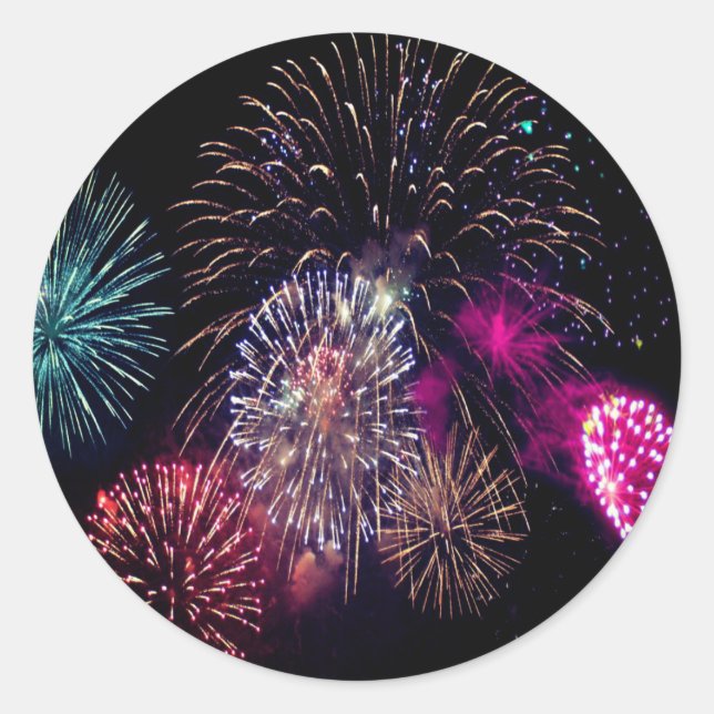 Sticker rond classique Fireworks (Devant)