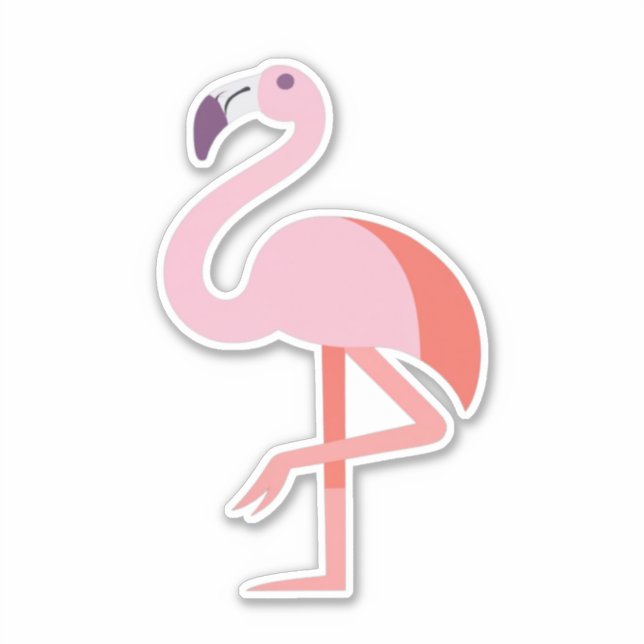 Sticker rond classique Flamant rose Flora (Devant)