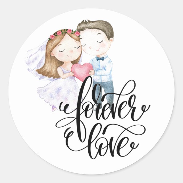 Sticker rond classique Forever Love (Devant)