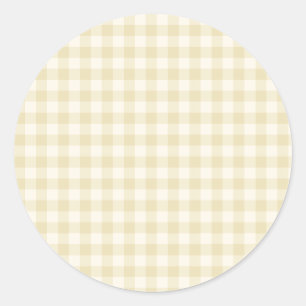 Sticker Rond Classique Gingham Début d'Automne Blé Doré