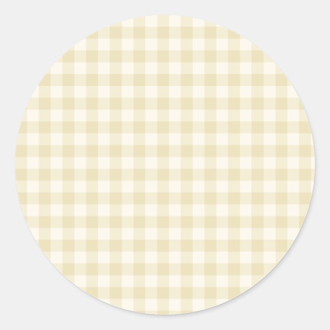 Sticker Rond Classique Gingham Début d'Automne | Blé Doré  (Devant)