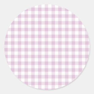 Sticker Rond Classique Gingham Début d'Automne Lilas Chaud