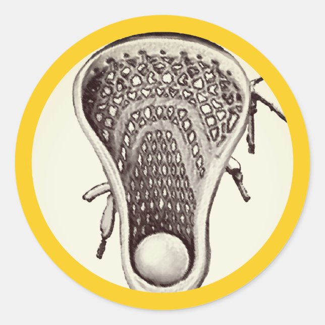 Sticker rond classique jaune Lacrosse (Devant)