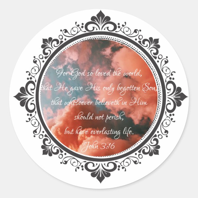 Sticker rond classique John 3:16 (Devant)