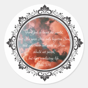 Sticker rond classique John 3:16