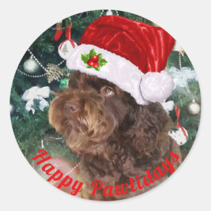 Sticker rond classique Joyeux Pawlidays