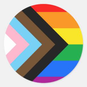 Sticker rond classique LGBTQ+ Progress Pride