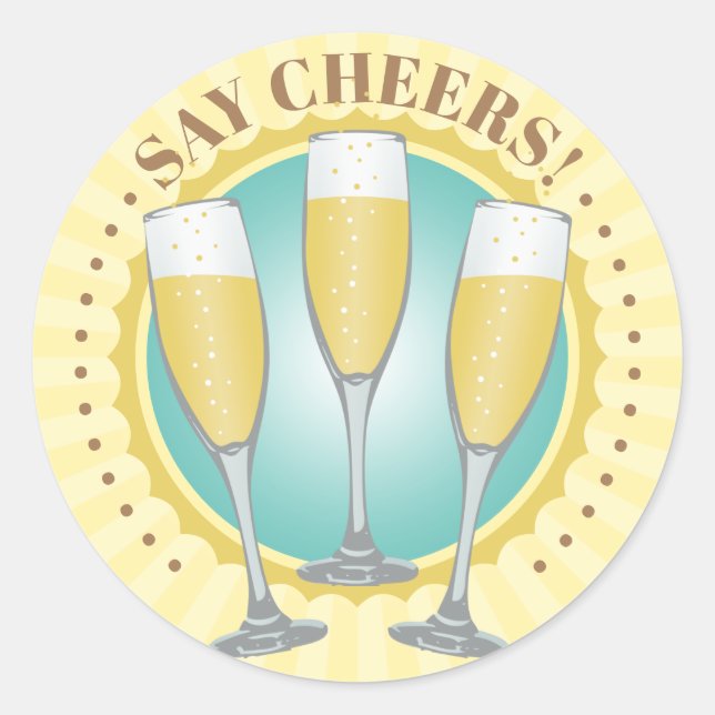 Sticker rond classique Lunettes de Champagne (Devant)