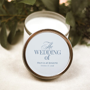 Sticker Rond Classique Luxe   Élégant mariage bleu poussiéreux 