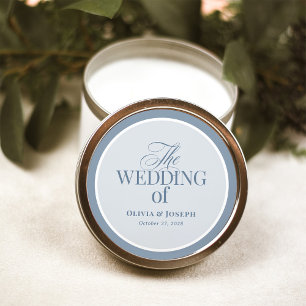 Sticker Rond Classique Luxe   Élégant Mariage Bleu Poussiéreux