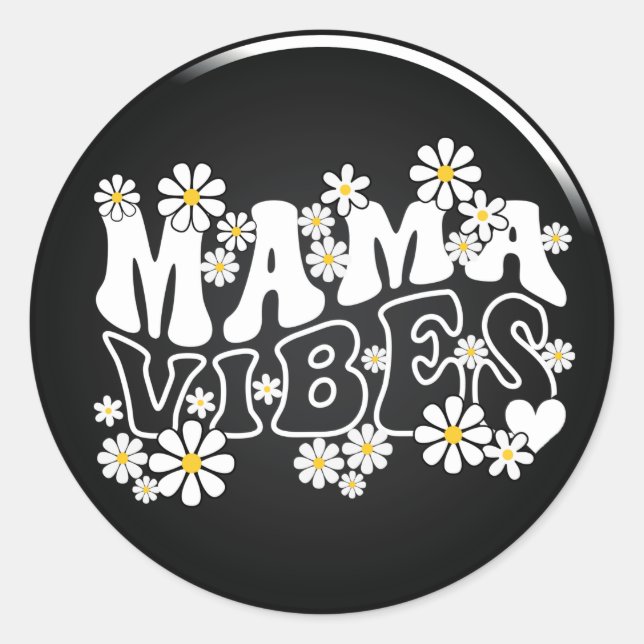 Sticker rond classique Mama Vibes (Devant)