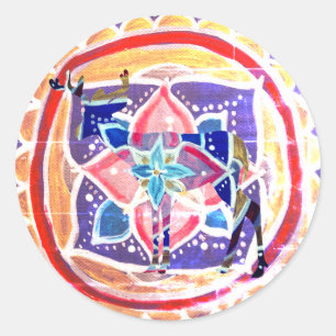 Sticker rond classique mandala cerf, brillant