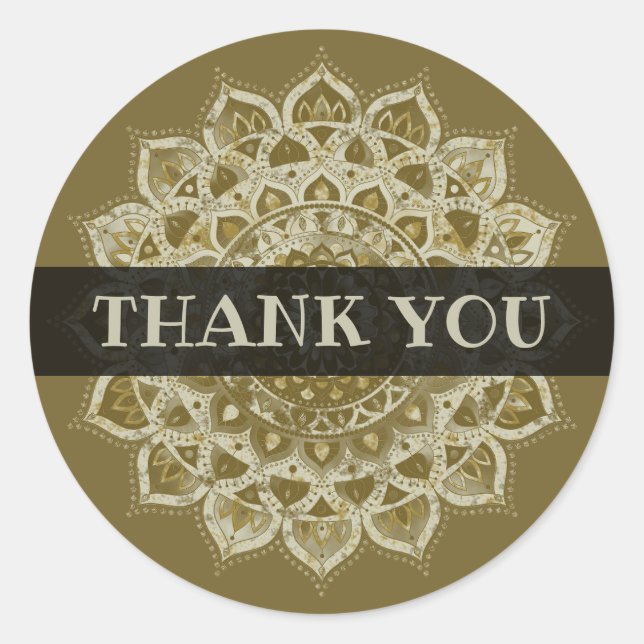 Sticker Rond Classique Mandala Inde Style 4 (Devant)