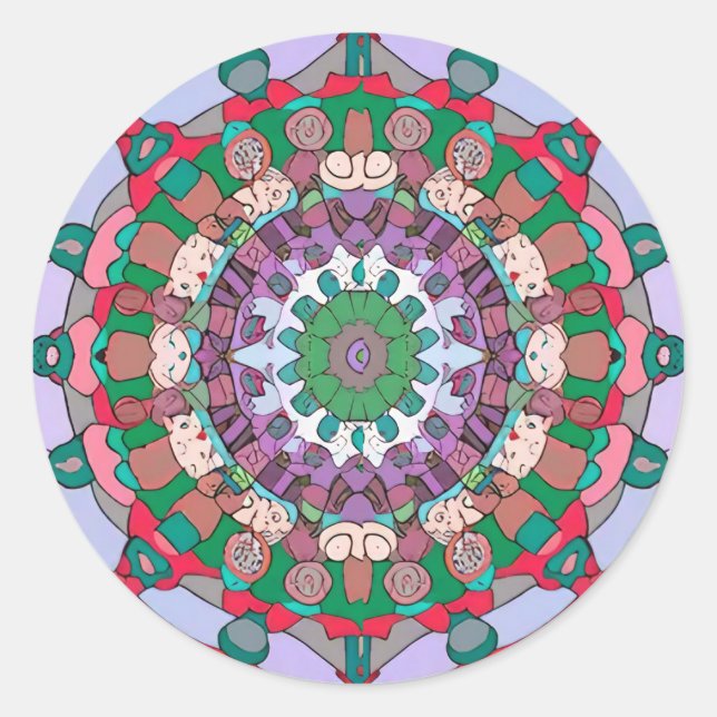 Sticker Rond Classique Mandala Vert (Devant)